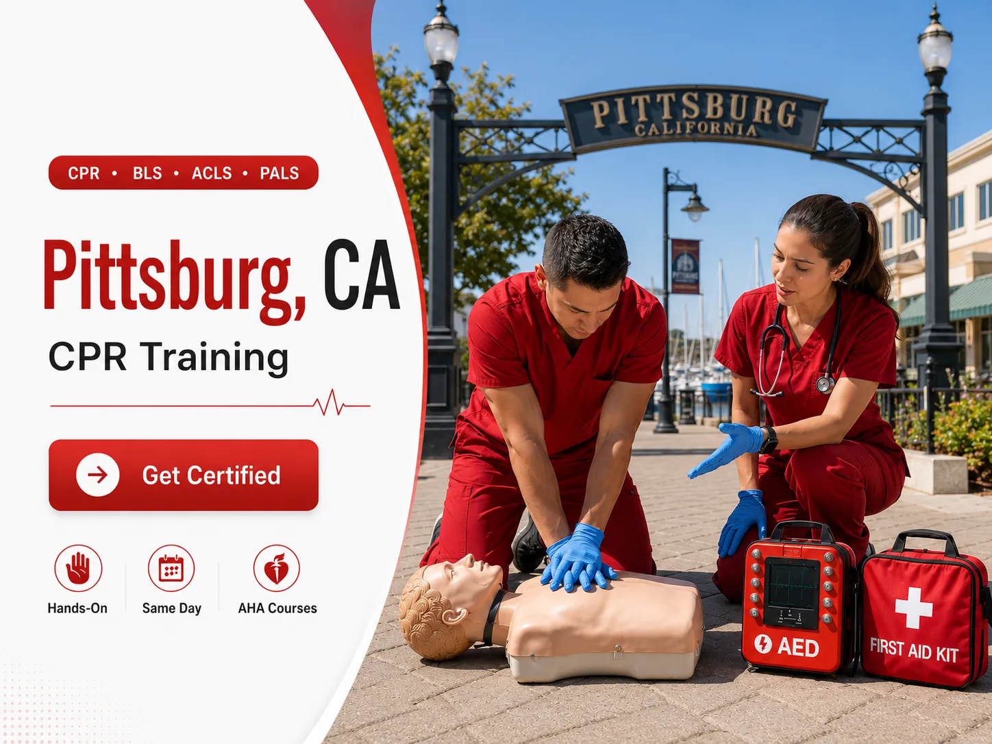 AHA-certified CPR BLS class for hospital staff in Pittsburg, CA