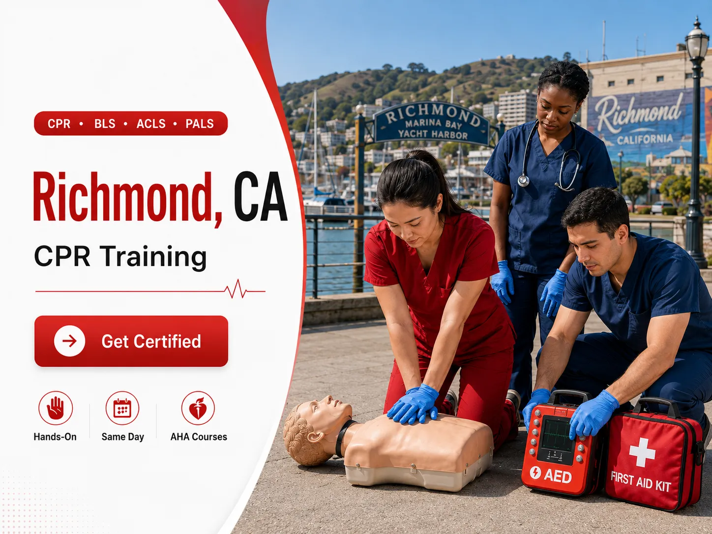 CPR compression technique training in Richmond, CA certification course