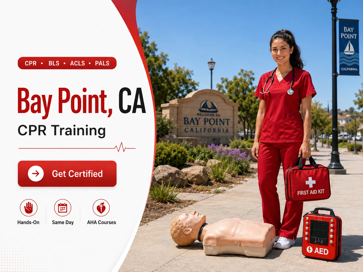 Certified CPR instructor teaching BLS class in Bay Point, CA