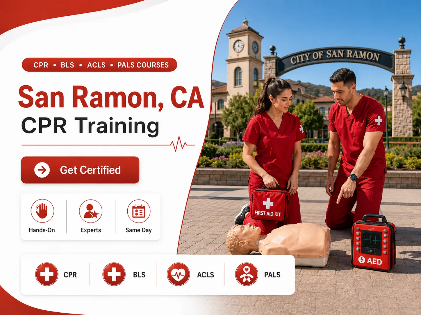 Infant and adult CPR certification class in San Ramon, California